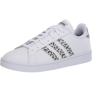NEW Adidas White Leopard Grand Court Cloud Foam Tennis Shoe Sneakers